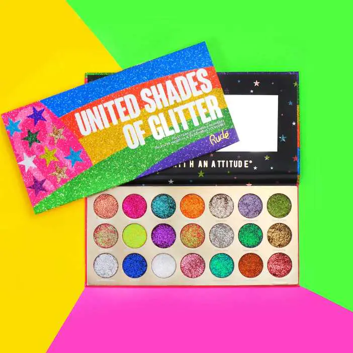 RUDE United Shades of Glitter - 21 Pressed Glitter Eyeshadow Palette