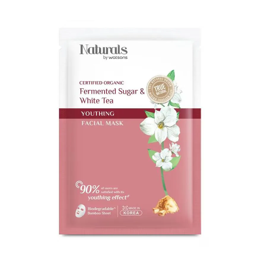 Naturals by Watsons ทรู เนเชอรัล เฟอร์เมนท์เท็ดชูการ์ไวท์ที ยูธติ้งเฟเชียลมาสก์