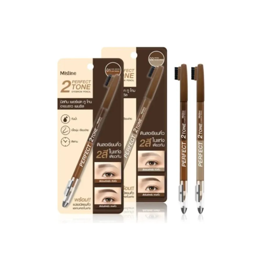 ดินสอเขียนคิ้ว MISTINE PERFECT 2 TONE EYEBROW PENCIL เขียนง่าย สีชัด
